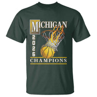 Michigan 2026 Flaming Hoop Basketball Lover T Shirt Champions Victory Graphic Sports Fan