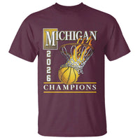 Michigan 2026 Flaming Hoop Basketball Lover T Shirt Champions Victory Graphic Sports Fan