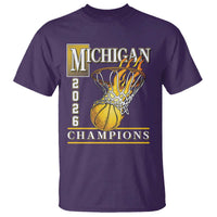 Michigan 2026 Flaming Hoop Basketball Lover T Shirt Champions Victory Graphic Sports Fan