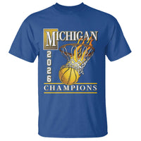 Michigan 2026 Flaming Hoop Basketball Lover T Shirt Champions Victory Graphic Sports Fan
