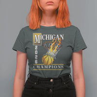 Michigan 2026 Flaming Hoop Basketball Lover T Shirt For Women Champions Victory Graphic Sports Fan