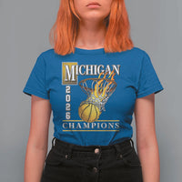 Michigan 2026 Flaming Hoop Basketball Lover T Shirt For Women Champions Victory Graphic Sports Fan