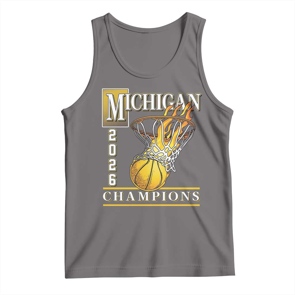 Michigan 2026 Flaming Hoop Basketball Lover Tank Top Champions Victory Graphic Sports Fan