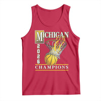 Michigan 2026 Flaming Hoop Basketball Lover Tank Top Champions Victory Graphic Sports Fan