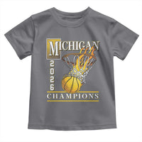 Michigan 2026 Flaming Hoop Basketball Lover Toddler T Shirt Champions Victory Graphic Sports Fan