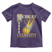 Michigan 2026 Flaming Hoop Basketball Lover Toddler T Shirt Champions Victory Graphic Sports Fan