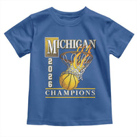 Michigan 2026 Flaming Hoop Basketball Lover Toddler T Shirt Champions Victory Graphic Sports Fan