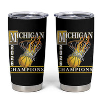 Michigan 2026 Flaming Hoop Basketball Lover Tumbler Cup Champions Victory Graphic Sports Fan