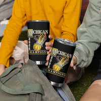 Michigan 2026 Flaming Hoop Basketball Lover Tumbler Cup Champions Victory Graphic Sports Fan
