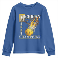 Michigan 2026 Flaming Hoop Basketball Lover Youth Sweatshirt Champions Victory Graphic Sports Fan