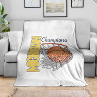Vintage Michigan Hoops Pride Throw Blanket Retro Blue And Gold Champions Victory Graphic Sports Fan