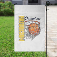 Vintage Michigan Hoops Pride Garden Flag Retro Blue And Gold Champions Victory Graphic Sports Fan
