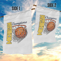 Vintage Michigan Hoops Pride Garden Flag Retro Blue And Gold Champions Victory Graphic Sports Fan