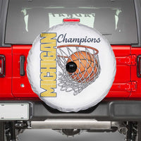 Vintage Michigan Hoops Pride Spare Tire Cover Retro Blue And Gold Champions Victory Graphic Sports Fan