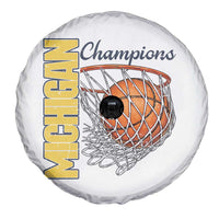 Vintage Michigan Hoops Pride Spare Tire Cover Retro Blue And Gold Champions Victory Graphic Sports Fan