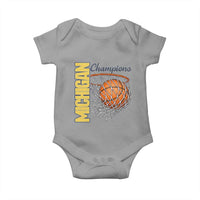 Vintage Michigan Hoops Pride Baby Onesie Retro Blue And Gold Champions Victory Graphic Sports Fan