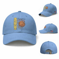 Vintage Michigan Hoops Pride Baseball Cap Retro Blue And Gold Champions Victory Graphic Sports Fan