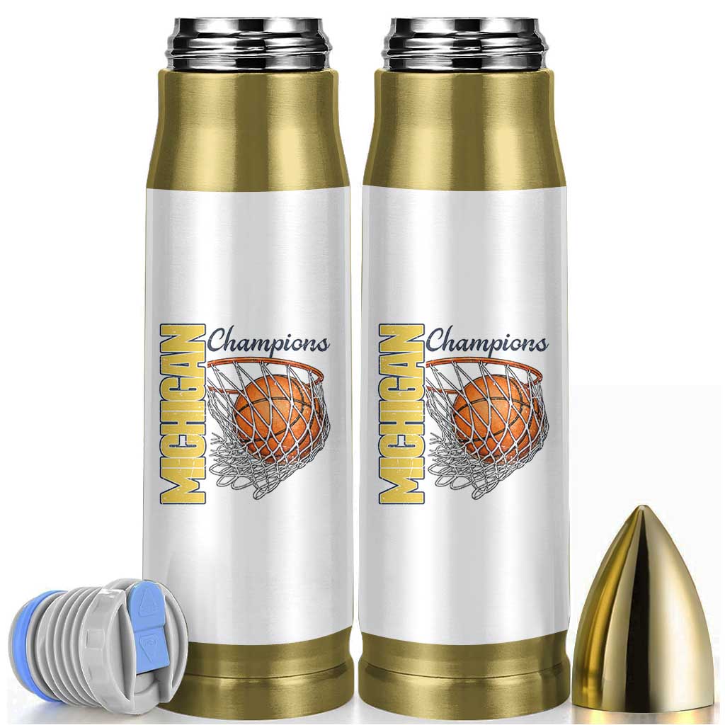 Vintage Michigan Hoops Pride Bullet Tumbler Retro Blue And Gold Champions Victory Graphic Sports Fan