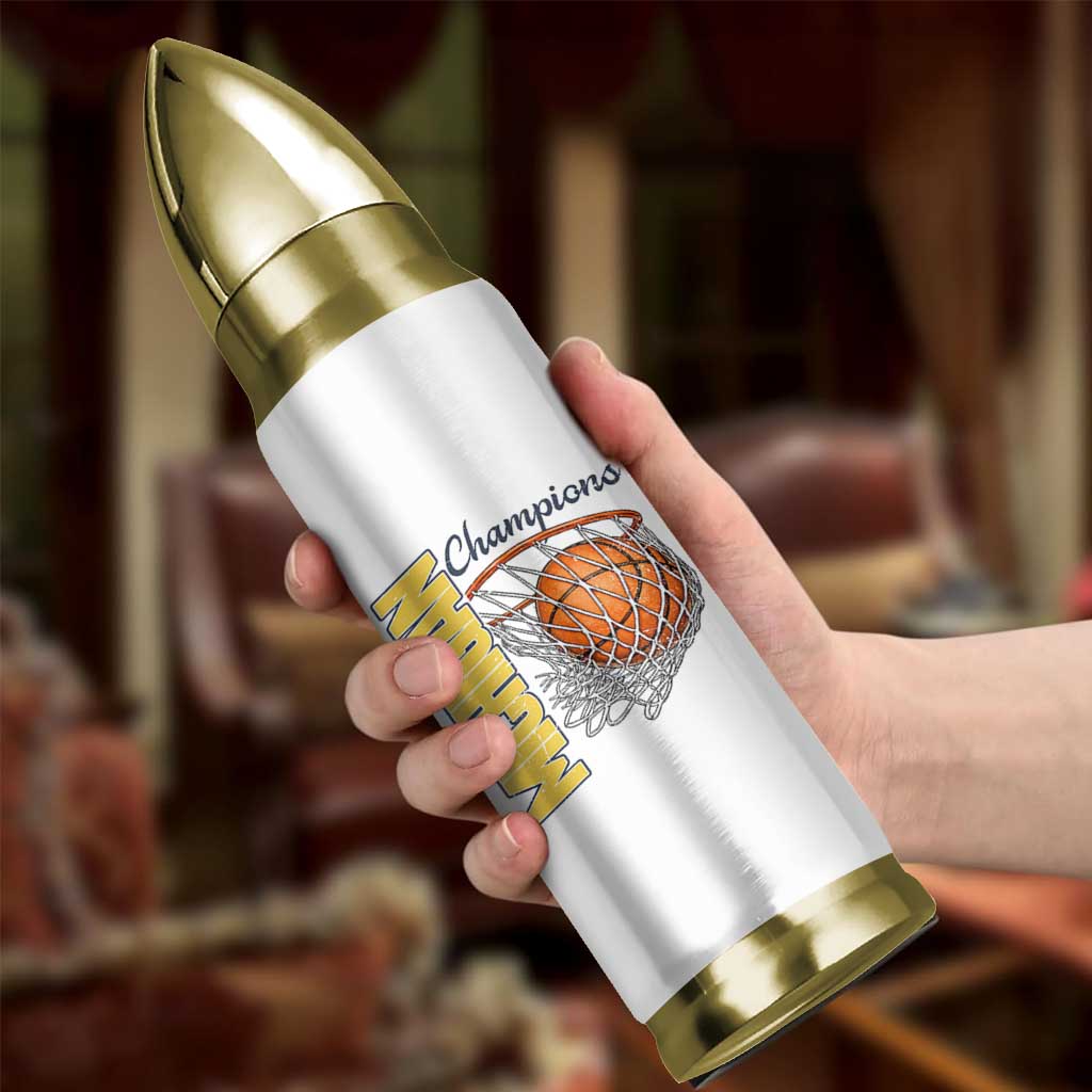 Vintage Michigan Hoops Pride Bullet Tumbler Retro Blue And Gold Champions Victory Graphic Sports Fan