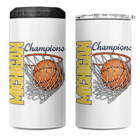 Vintage Michigan Hoops Pride 4 in 1 Can Cooler Tumbler Retro Blue And Gold Champions Victory Graphic Sports Fan
