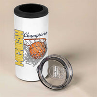 Vintage Michigan Hoops Pride 4 in 1 Can Cooler Tumbler Retro Blue And Gold Champions Victory Graphic Sports Fan