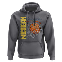 Vintage Michigan Hoops Pride Hoodie Retro Blue And Gold Champions Victory Graphic Sports Fan