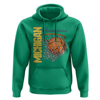 Vintage Michigan Hoops Pride Hoodie Retro Blue And Gold Champions Victory Graphic Sports Fan