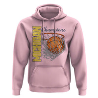 Vintage Michigan Hoops Pride Hoodie Retro Blue And Gold Champions Victory Graphic Sports Fan