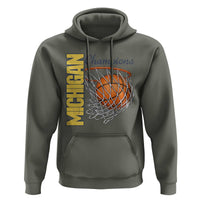 Vintage Michigan Hoops Pride Hoodie Retro Blue And Gold Champions Victory Graphic Sports Fan