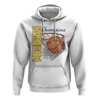 Vintage Michigan Hoops Pride Hoodie Retro Blue And Gold Champions Victory Graphic Sports Fan
