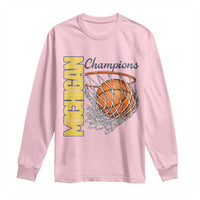 Vintage Michigan Hoops Pride Long Sleeve Shirt Retro Blue And Gold Champions Victory Graphic Sports Fan