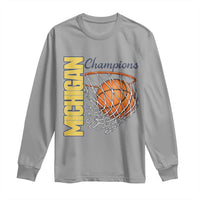 Vintage Michigan Hoops Pride Long Sleeve Shirt Retro Blue And Gold Champions Victory Graphic Sports Fan