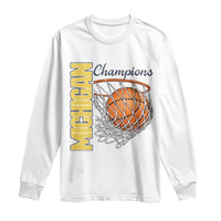 Vintage Michigan Hoops Pride Long Sleeve Shirt Retro Blue And Gold Champions Victory Graphic Sports Fan