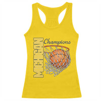 Vintage Michigan Hoops Pride Racerback Tank Top Retro Blue And Gold Champions Victory Graphic Sports Fan