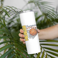 Vintage Michigan Hoops Pride Skinny Tumbler Retro Blue And Gold Champions Victory Graphic Sports Fan