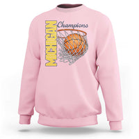 Vintage Michigan Hoops Pride Sweatshirt Retro Blue And Gold Champions Victory Graphic Sports Fan
