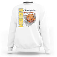 Vintage Michigan Hoops Pride Sweatshirt Retro Blue And Gold Champions Victory Graphic Sports Fan