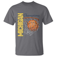 Vintage Michigan Hoops Pride T Shirt Retro Blue And Gold Champions Victory Graphic Sports Fan
