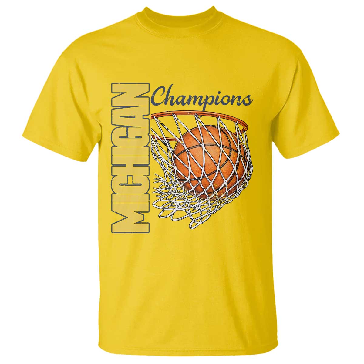 Vintage Michigan Hoops Pride T Shirt Retro Blue And Gold Champions Victory Graphic Sports Fan