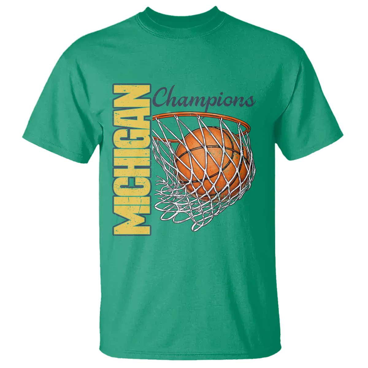 Vintage Michigan Hoops Pride T Shirt Retro Blue And Gold Champions Victory Graphic Sports Fan