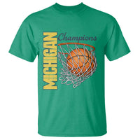 Vintage Michigan Hoops Pride T Shirt Retro Blue And Gold Champions Victory Graphic Sports Fan
