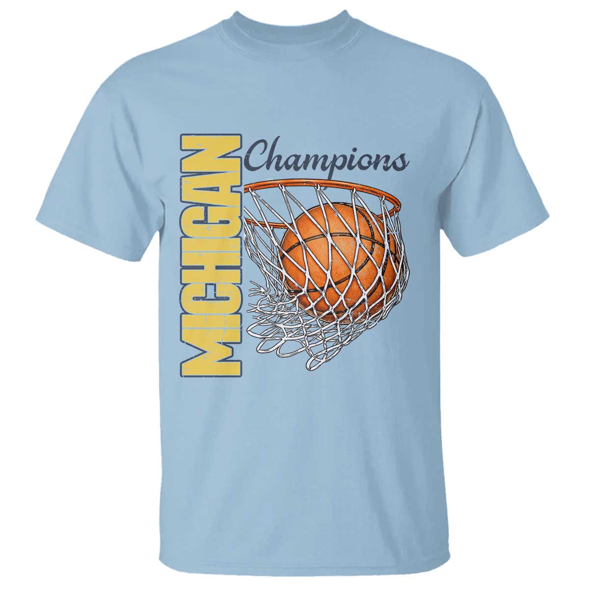 Vintage Michigan Hoops Pride T Shirt Retro Blue And Gold Champions Victory Graphic Sports Fan
