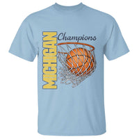 Vintage Michigan Hoops Pride T Shirt Retro Blue And Gold Champions Victory Graphic Sports Fan