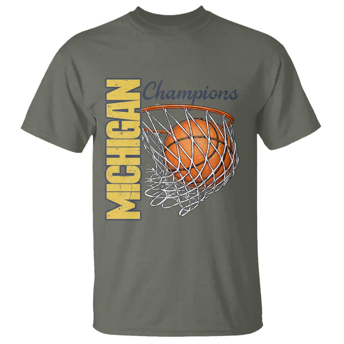 Vintage Michigan Hoops Pride T Shirt Retro Blue And Gold Champions Victory Graphic Sports Fan