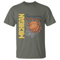 Vintage Michigan Hoops Pride T Shirt Retro Blue And Gold Champions Victory Graphic Sports Fan