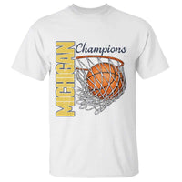 Vintage Michigan Hoops Pride T Shirt Retro Blue And Gold Champions Victory Graphic Sports Fan