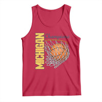 Vintage Michigan Hoops Pride Tank Top Retro Blue And Gold Champions Victory Graphic Sports Fan