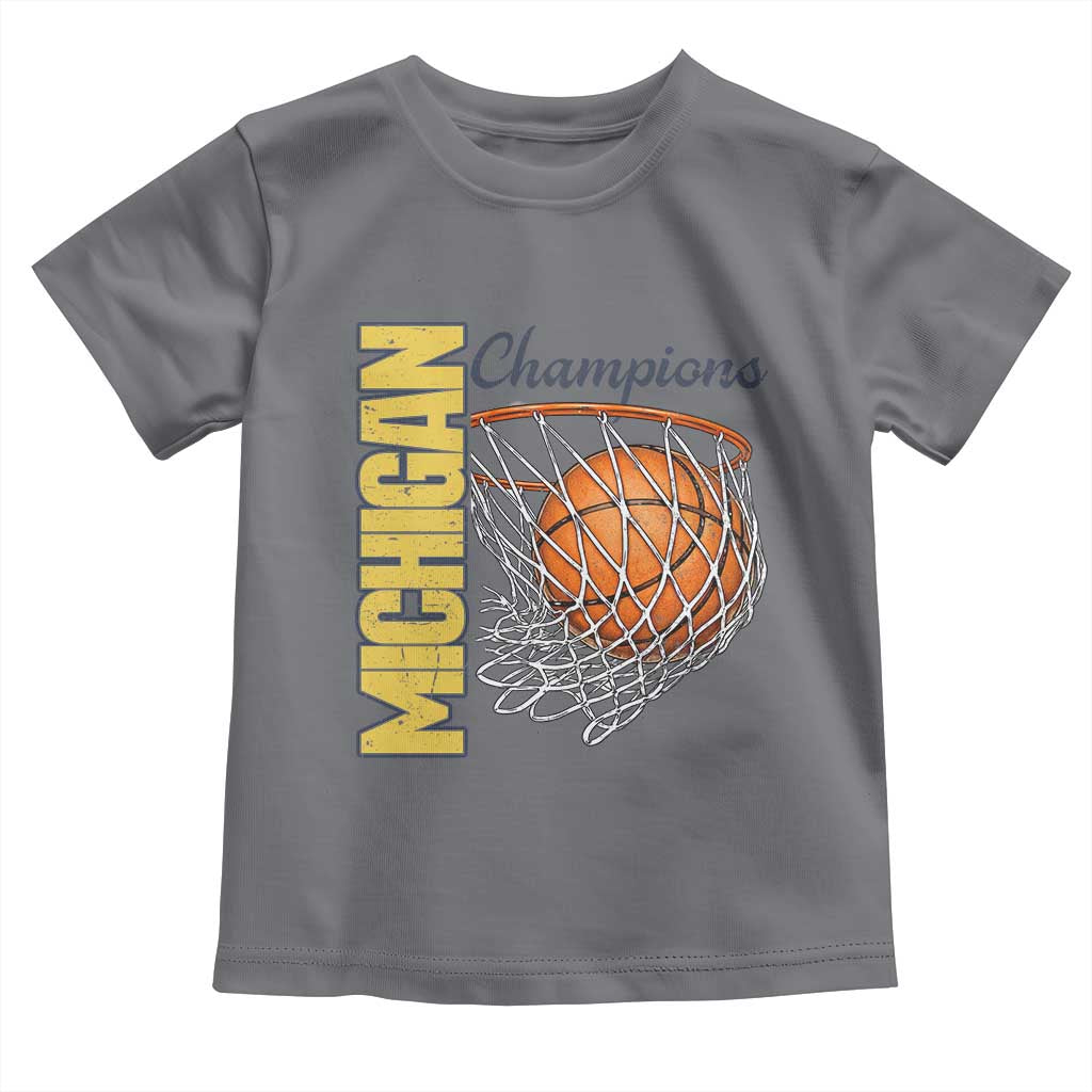 Vintage Michigan Hoops Pride Toddler T Shirt Retro Blue And Gold Champions Victory Graphic Sports Fan