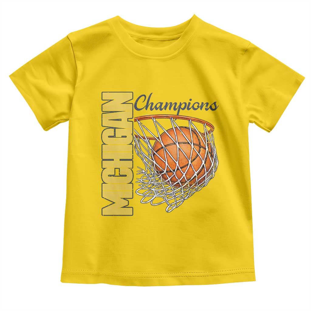 Vintage Michigan Hoops Pride Toddler T Shirt Retro Blue And Gold Champions Victory Graphic Sports Fan