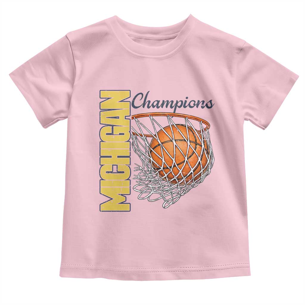 Vintage Michigan Hoops Pride Toddler T Shirt Retro Blue And Gold Champions Victory Graphic Sports Fan